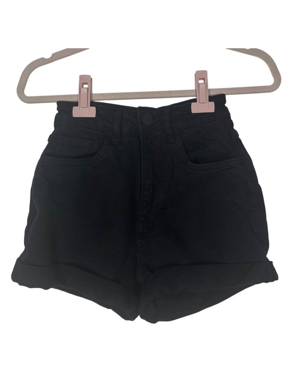 ✨3/$30 Cotton On 2 Womens High Rise Black Denim Shorts Roll Cuff